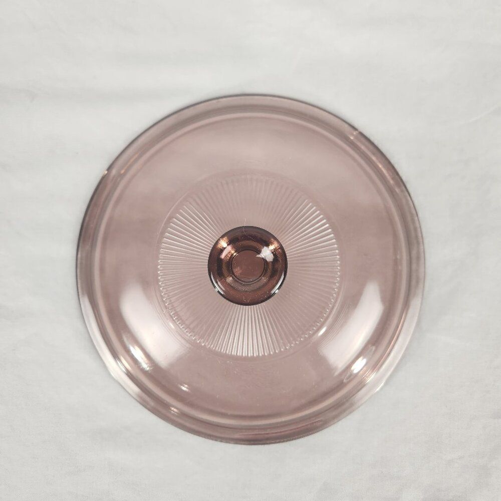 Pyrex Lid V 1 5 C Glass Lid 7" Rose Cranberry Pink Replacement VTG